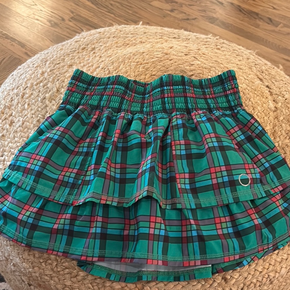 Vibrant Green and Red Mini Skirt